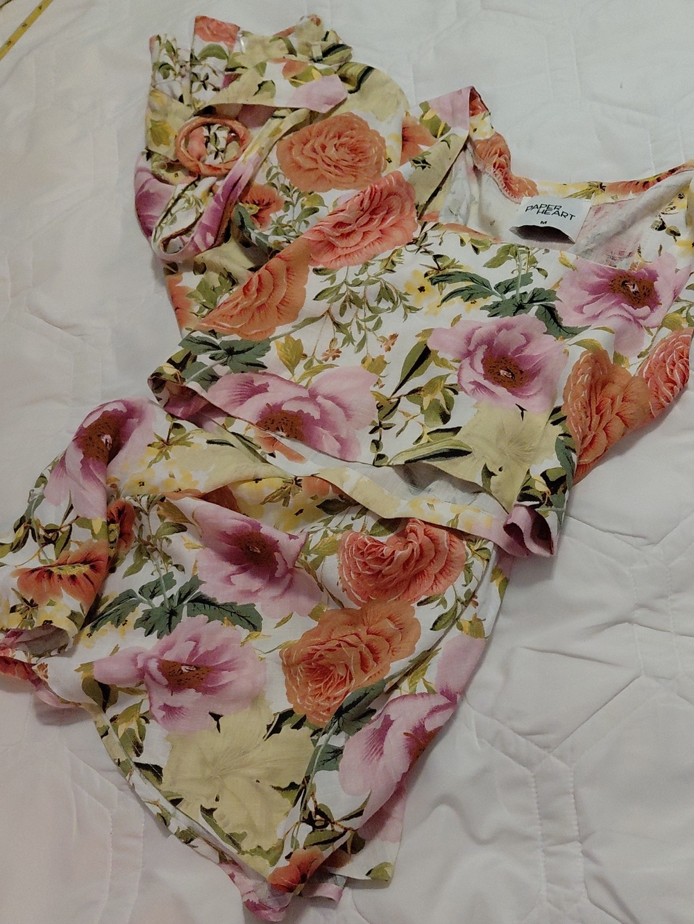 Floral Sleeveless Fitted 2 Piece Maxi Dress - Pink & Peach Green Flowers - Picture 14 of 16